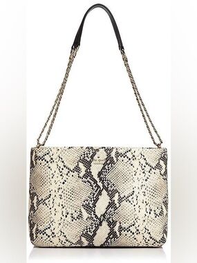 Kate Spade Emerson Lorie Snake-Embossed Leather Shoulder Bag | Cream & Black